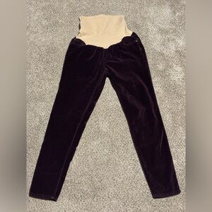 A Pea in the Pod Velvet pants in plum and Tan